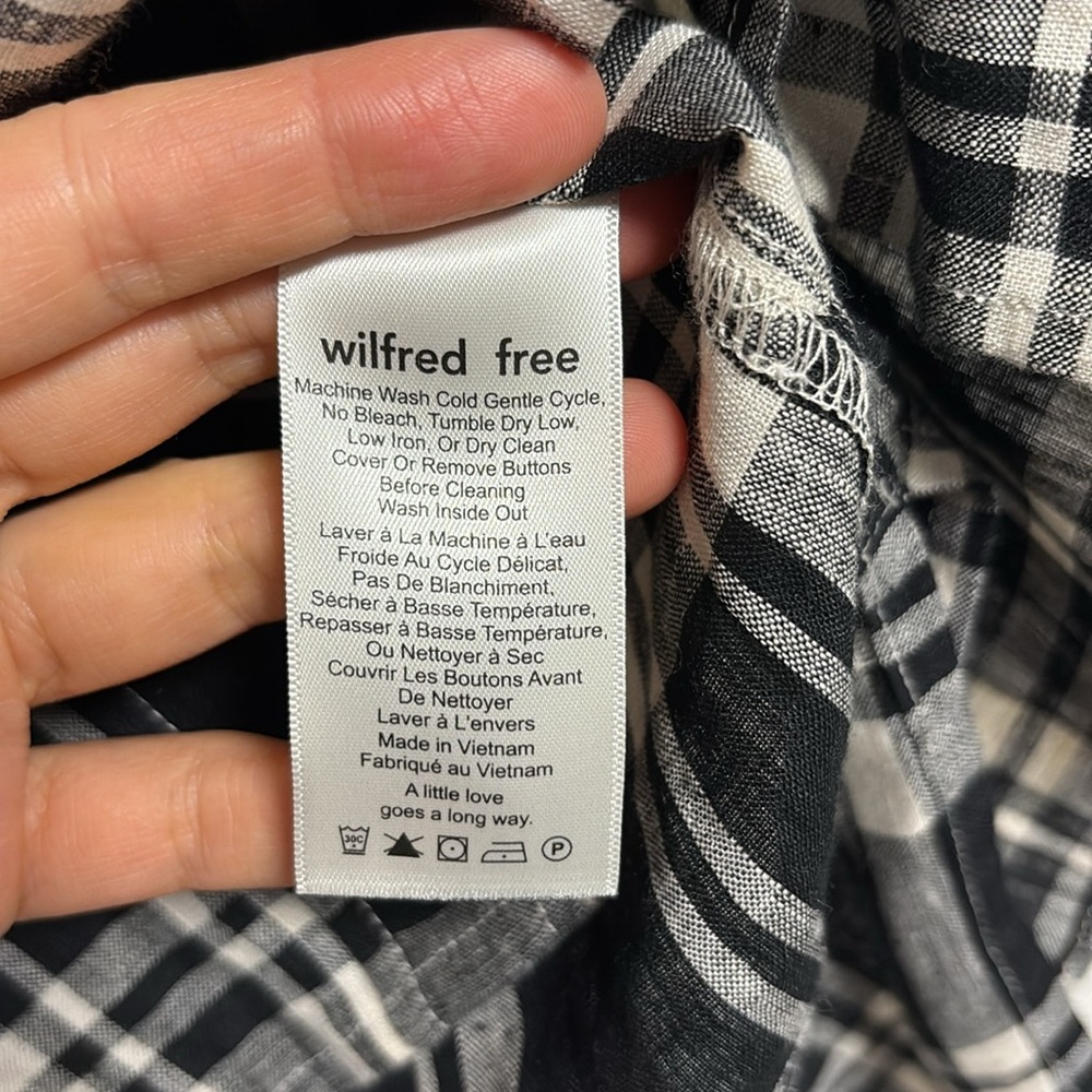Aritzia Wilfred plaid Tanis linen button top sz xxs work once - Picture 4 of 12